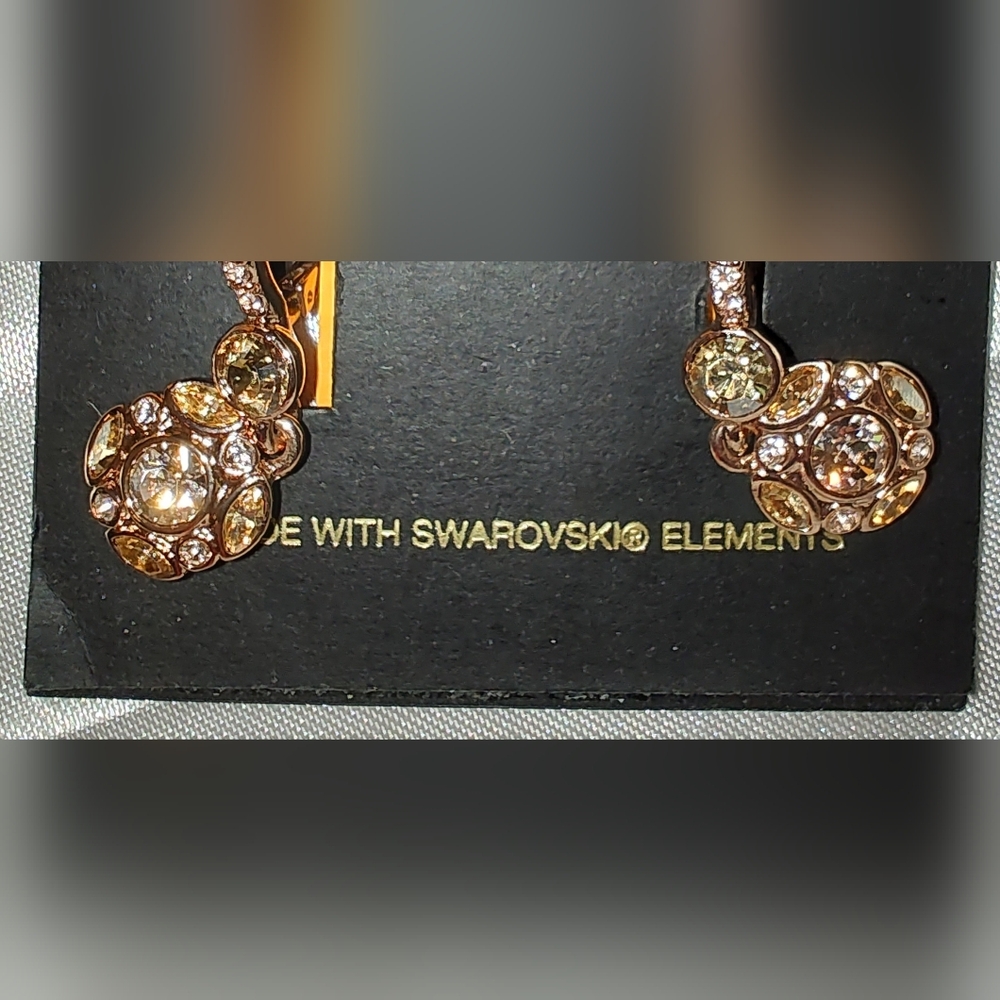 Givenchy Rose Gold Tone Swarovski Crystal Lever Back Earrings - Picture 2 of 3